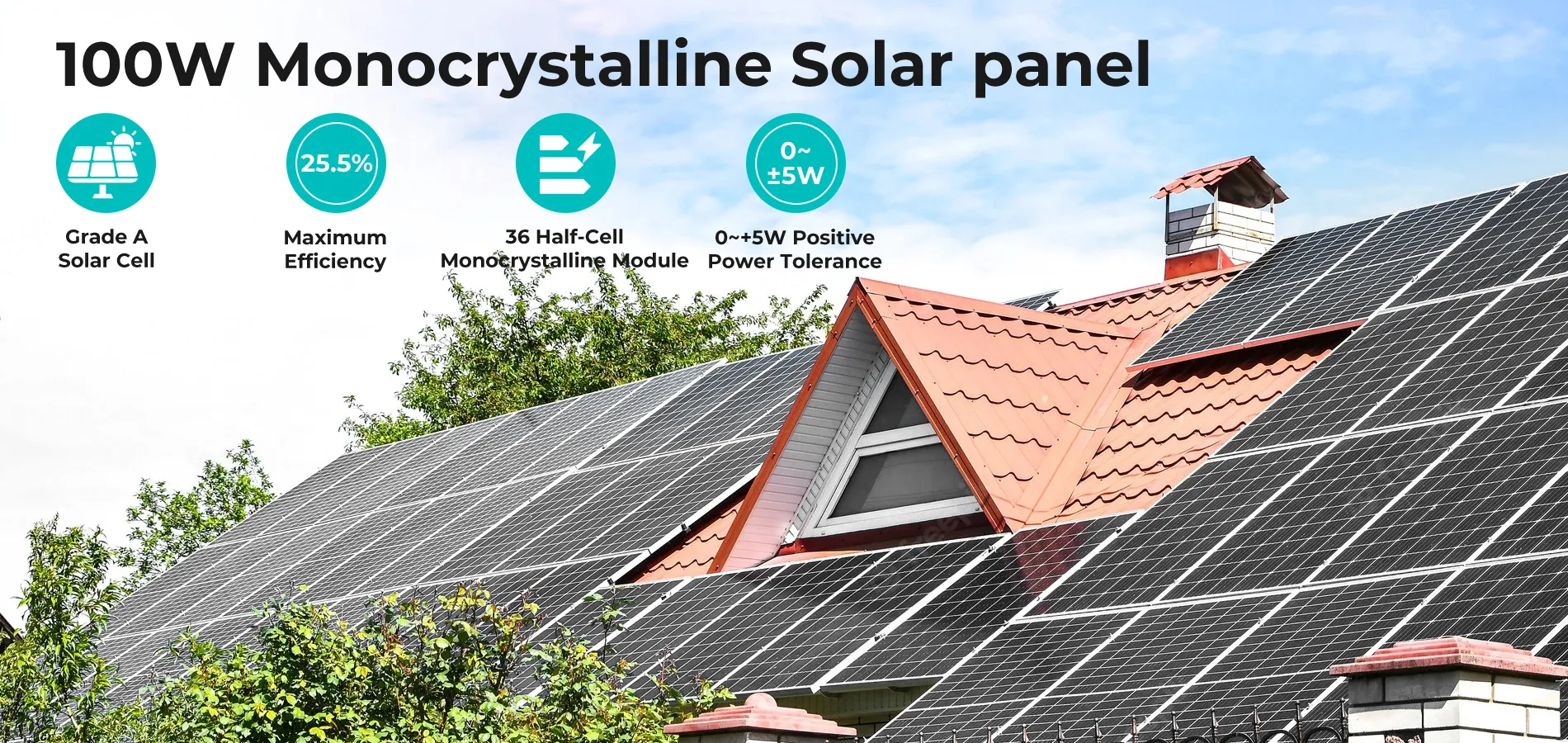100w 12v monocrystalline solar panel