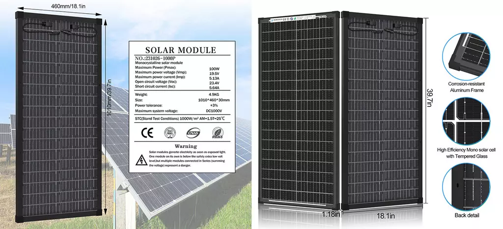 100 watt bifacial solar panel