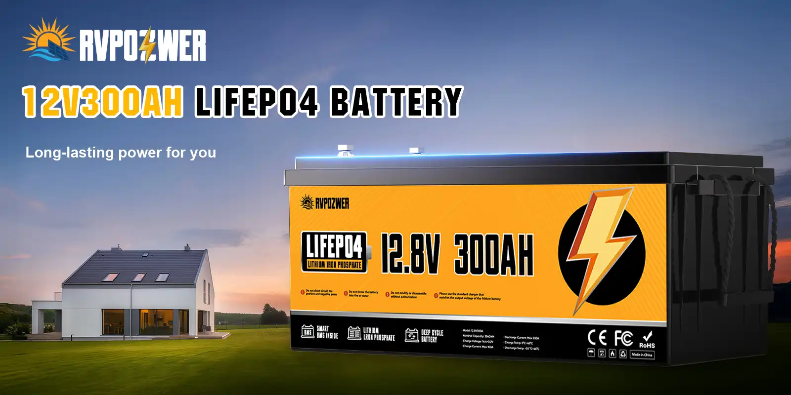 rvpozwer 12.8v 300ah lifepo4 battery