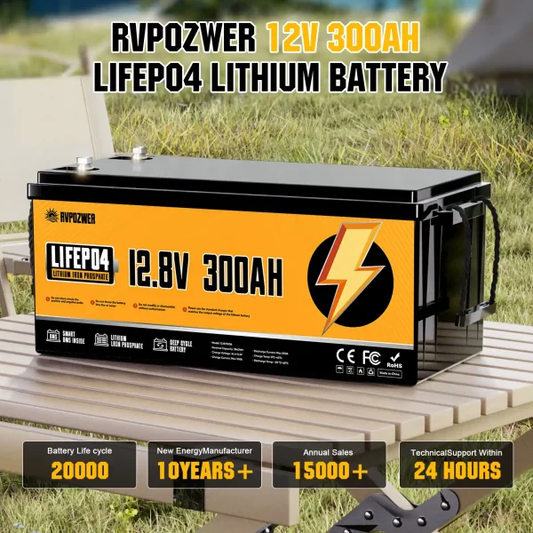 rvpozwer 12.8v 300ah lifepo4 battery