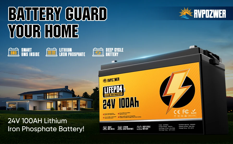 rvpozwer 24v 100ah lifepo4 battery
