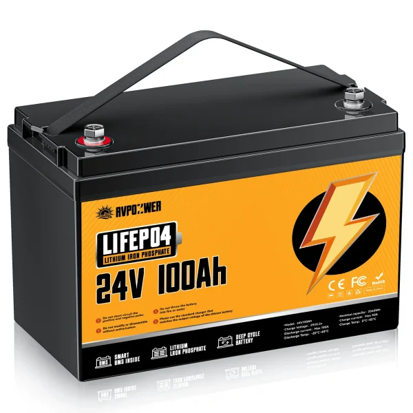rvpozwer 24v 100ah lifepo4 battery