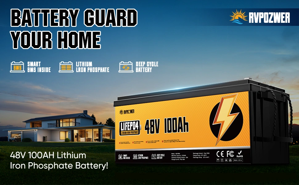 rvpozwer 48v 100ah lifepo4 battery