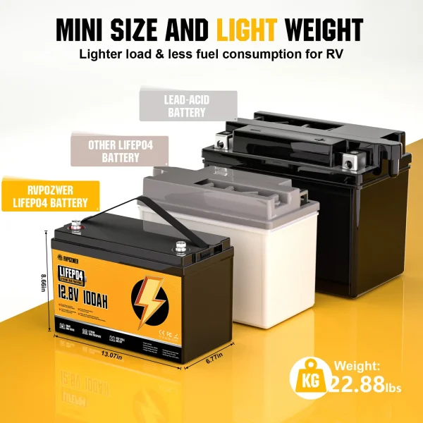 rvpozwer 12v 100ah lifepo4 battery