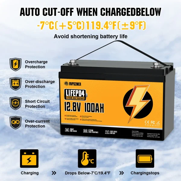 rvpozwer 12v 100ah lifepo4 battery