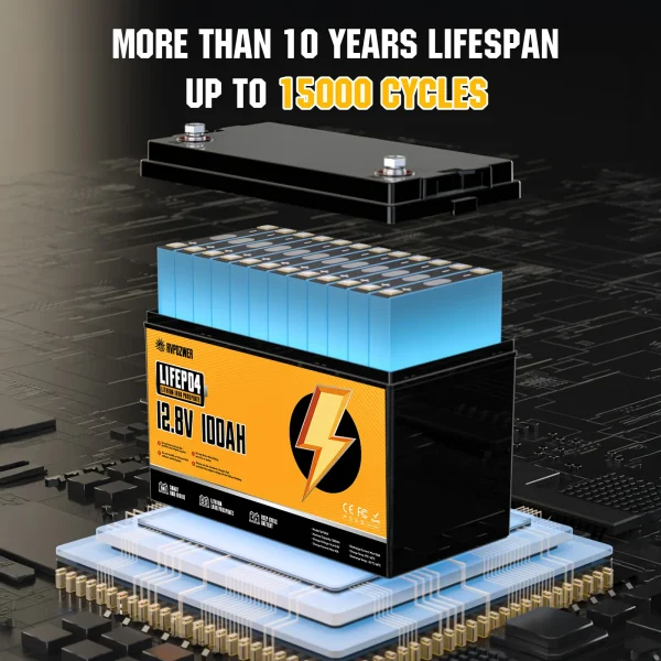 rvpozwer 12v 100ah lifepo4 battery