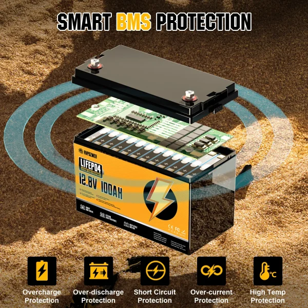 rvpozwer 12v 100ah lifepo4 battery