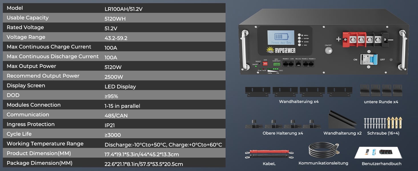 48v 100ah rack lifepo4 battery