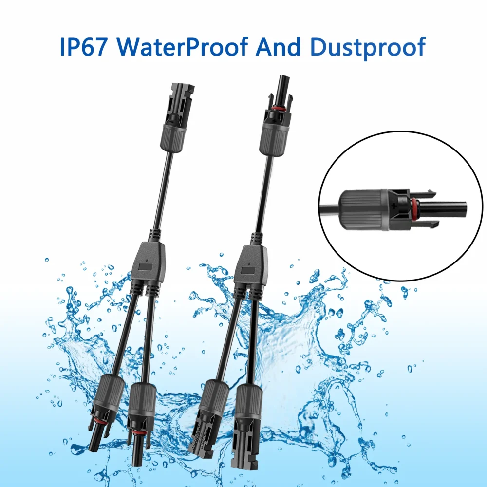 one to two y branch cable connection waterproof adapter extension connector
