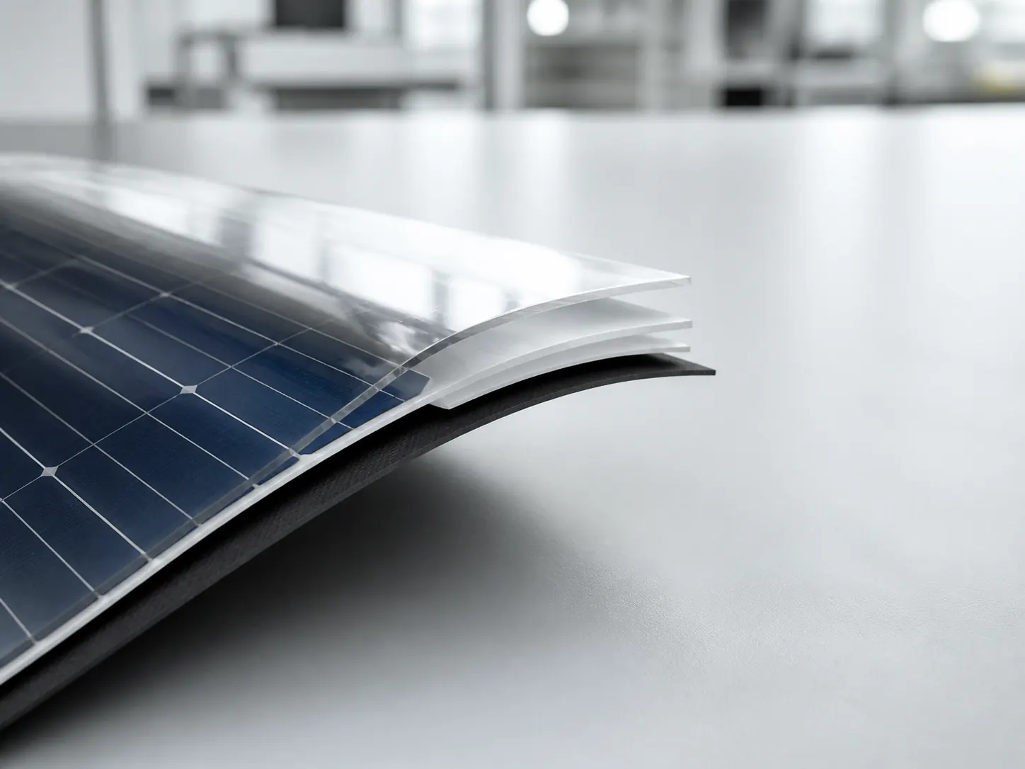 Flexible solar panel material layers